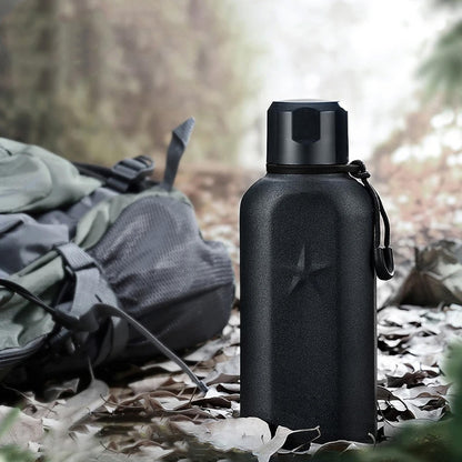 450ml Rugged Thermos Vacuum Flask - A Mini and Portable Insulated Stainless Steel Flask for Travel, Sports and Hiking