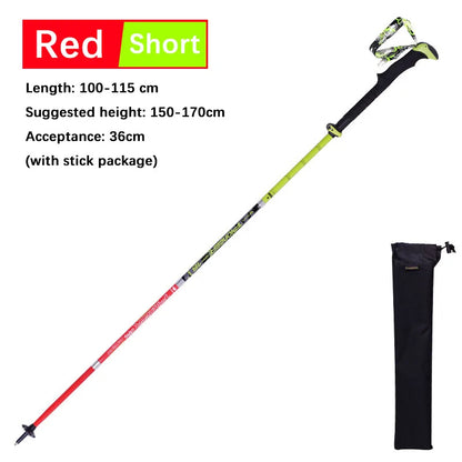 1 Pcs Ultralight Adjustable Carbon Fiber Trekking Poles Folding 5 Sections With Straight Grip Handle 228g 115/130cm