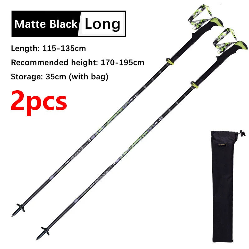 1 Pcs Ultralight Adjustable Carbon Fiber Trekking Poles Folding 5 Sections With Straight Grip Handle 228g 115/130cm