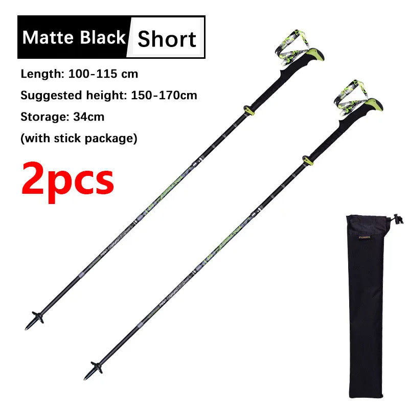 1 Pcs Ultralight Adjustable Carbon Fiber Trekking Poles Folding 5 Sections With Straight Grip Handle 228g 115/130cm