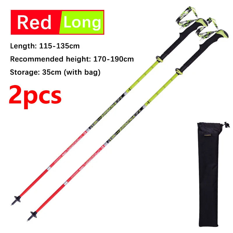 1 Pcs Ultralight Adjustable Carbon Fiber Trekking Poles Folding 5 Sections With Straight Grip Handle 228g 115/130cm