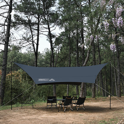 Black Coated Hex Butterfly Awning Anti-Ultra Violet Waterproof Tarp Camp Canopy Shade Sail Sun Shelter