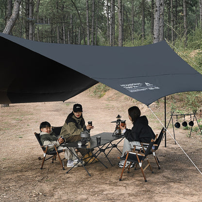 Black Coated Hex Butterfly Awning Anti-Ultra Violet Waterproof Tarp Camp Canopy Shade Sail Sun Shelter