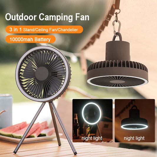 Camping Fan Rechargeable Desktop Portable Fan Fan Wireless Power Bank With LED Lighting