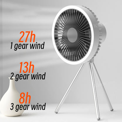 Camping Fan Rechargeable Desktop Portable Fan Fan Wireless Power Bank With LED Lighting