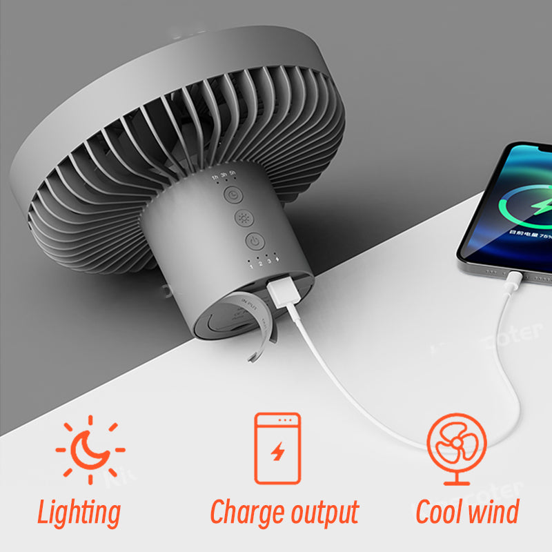 Camping Fan Rechargeable Desktop Portable Fan Fan Wireless Power Bank With LED Lighting