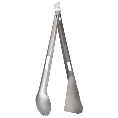 Campsite Cooking Titanium Tong Spork & Spatula - Handy Lightweight All-In-One Cooking Utensil For Camping Cooking Tableware