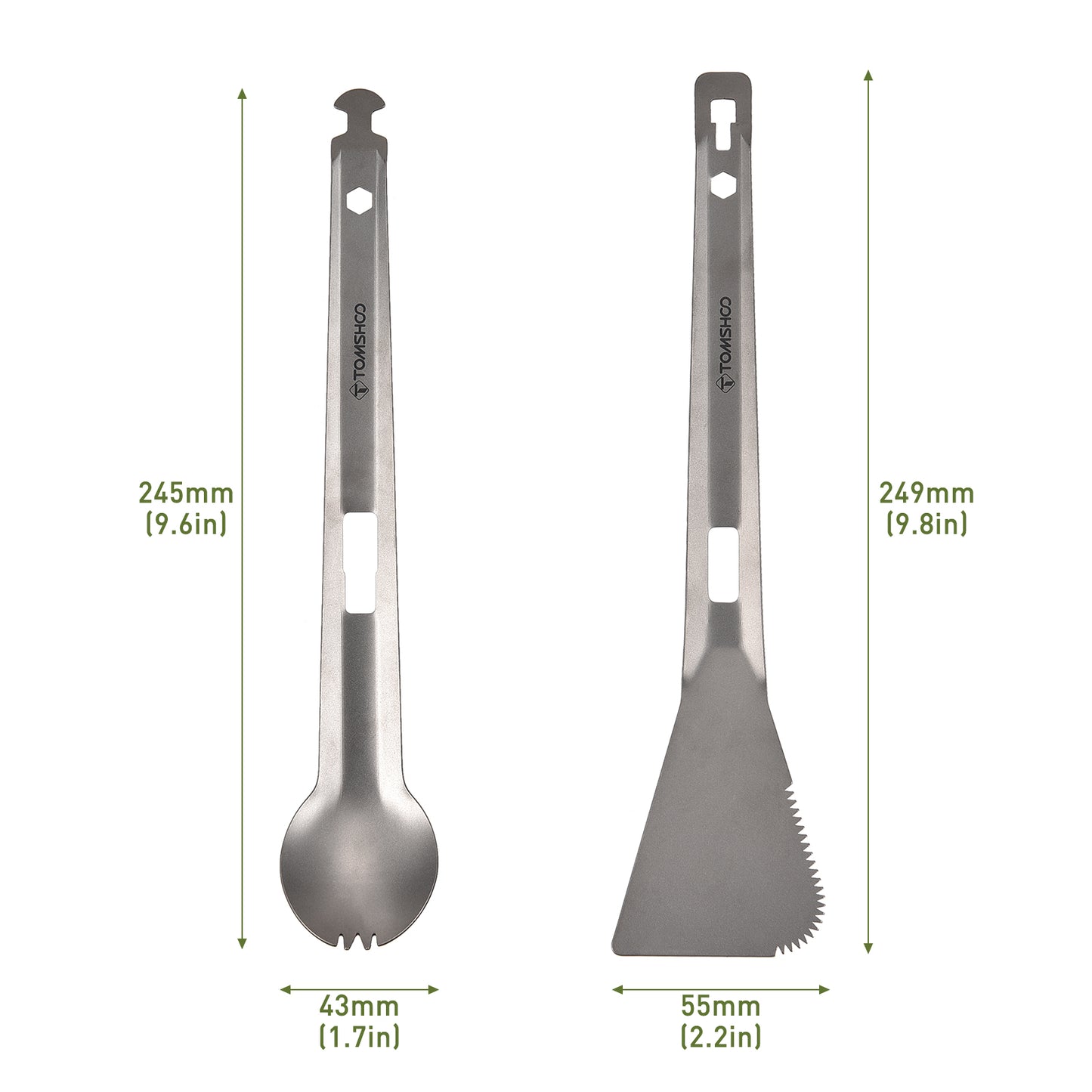 Campsite Cooking Titanium Tong Spork & Spatula - Handy Lightweight All-In-One Cooking Utensil For Camping Cooking Tableware