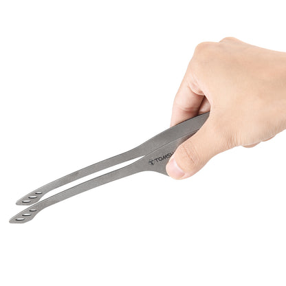 Campsite Cooking Titanium Tong Spork & Spatula - Handy Lightweight All-In-One Cooking Utensil For Camping Cooking Tableware