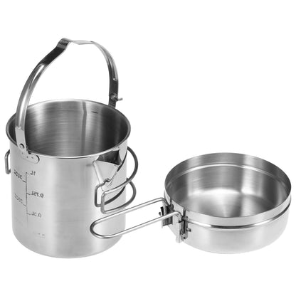 1L Stainless Steel Camping Cook Pot Kit: A Durable and Versatile Pot & Pan Set for Your Outdoor Cooking Needs