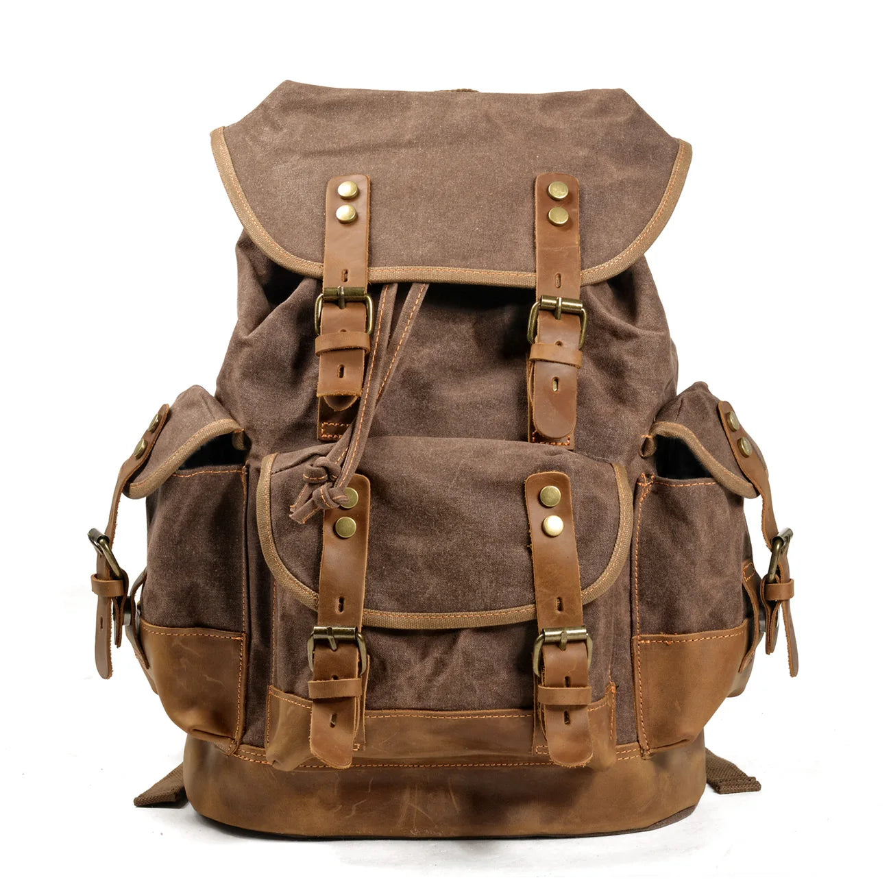 Vintage Waxed Canvas Backpack Unisex Daypack Waterproof Mountaineering Laptop Travel Pack Rucksack For Hiking Travellers Students & Daytrippers