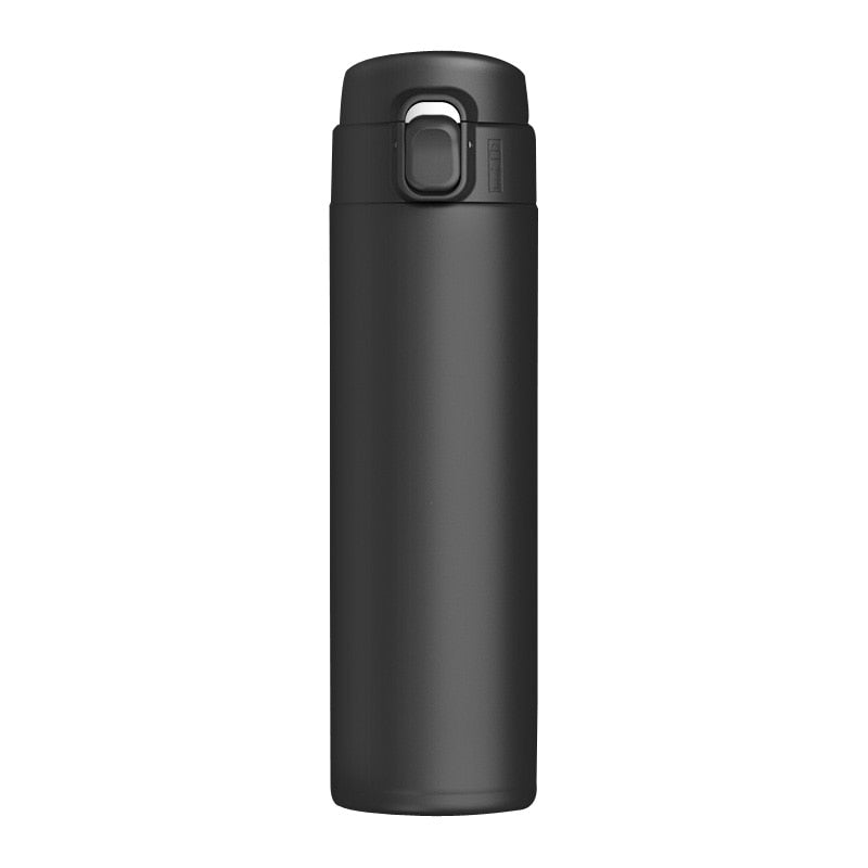 Portable and Leakproof Stainless Steel Thermos Flask with Flip Button Lid for Travel, Work, and Sports