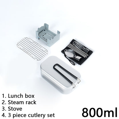 Portable Aluminum Solo Camping Outdoor Cooking Box Lunch Box Lightweight Cookware Tableware For Outdoor Travel