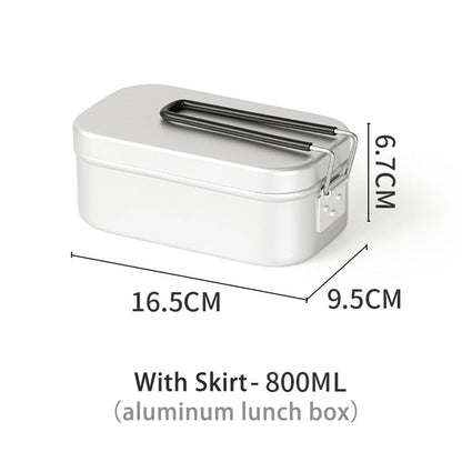 Portable Aluminum Solo Camping Outdoor Cooking Box Lunch Box Lightweight Cookware Tableware For Outdoor Travel