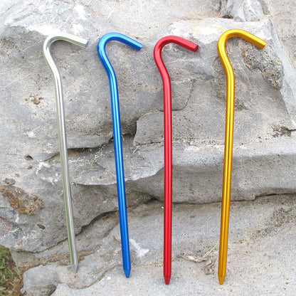 10pcs/set Lightweight Alloy Tent Pegs For Camping Hiking Tents Groundsheet Awning Tarp Guy Rope Hooks 18cm/piece