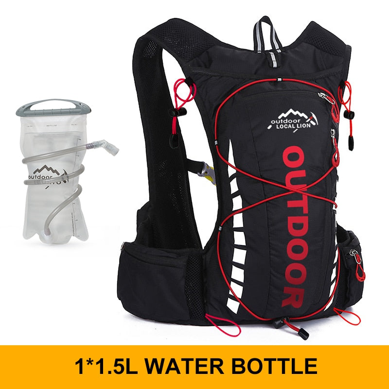 Unisex Hiking Cycling Running Backpack Waterproof 8L 250ml Water Bottle 1.5L Hydration