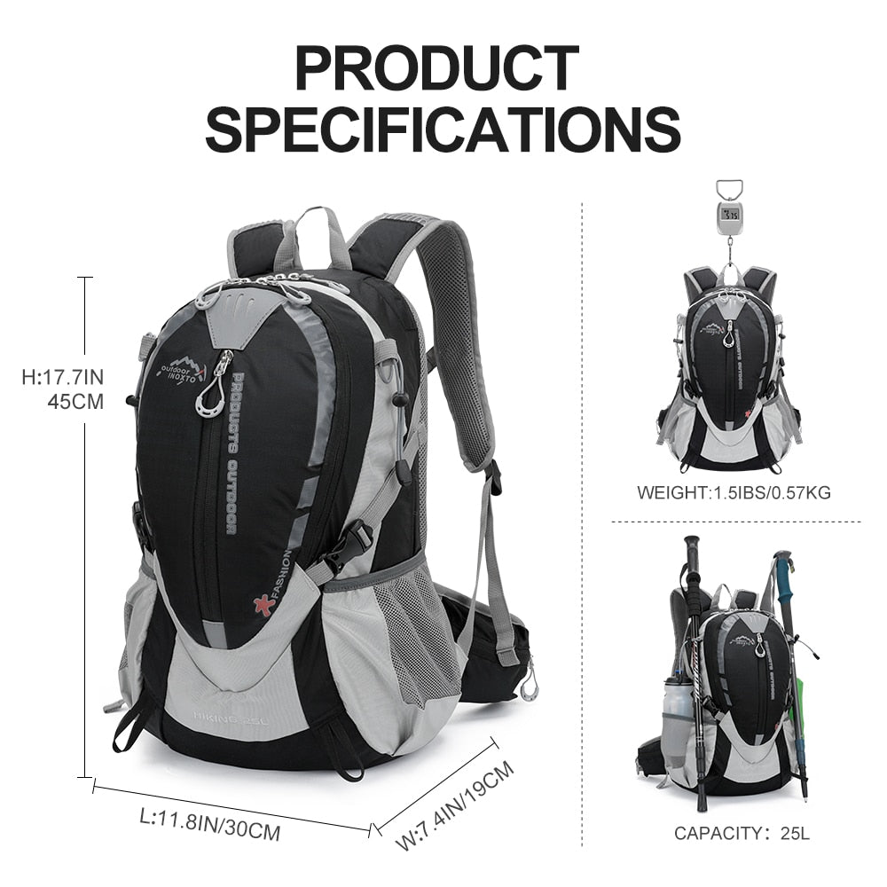 Hiking Backpack 25L Mountaineering Rucksack Ergonomic With 2L Water Hydration System