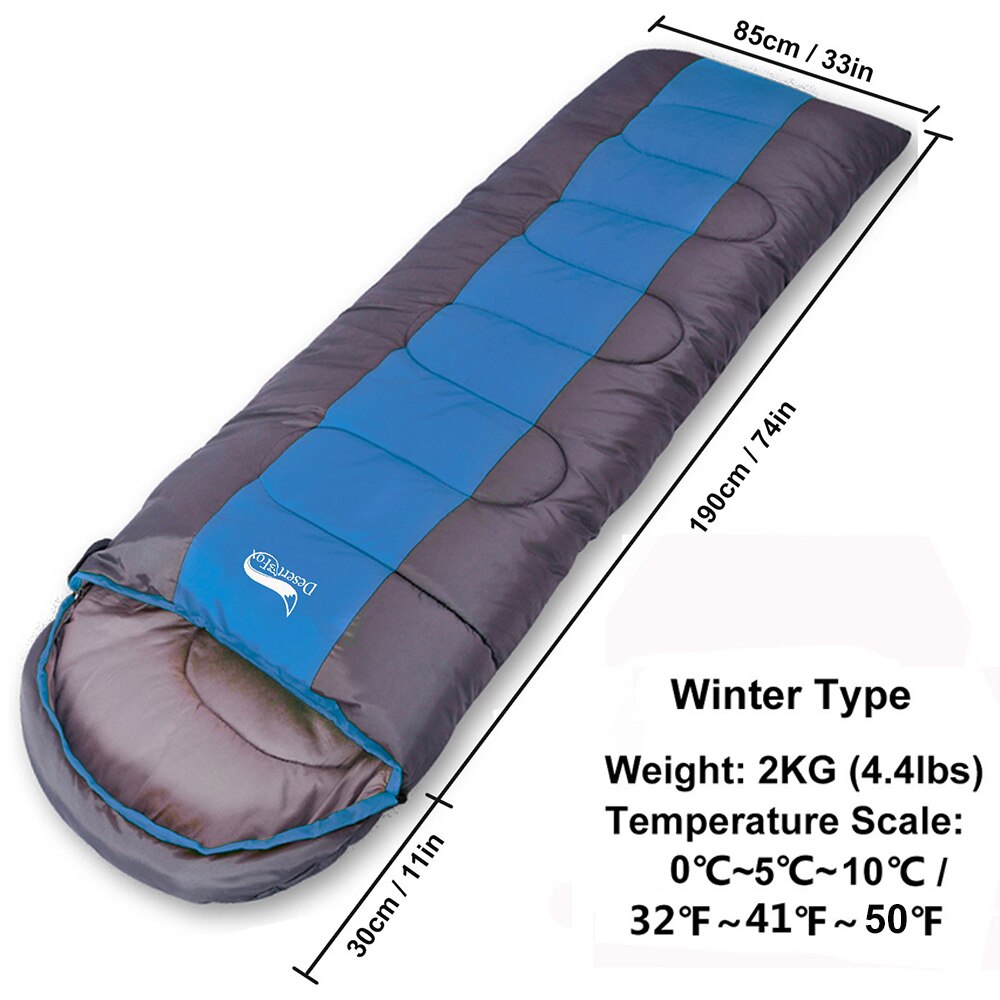 Winter One-Person Sleeping Bag Suitable For 5℃~0℃ Envelope Style Sleeping Bag For Cold Season Camping Hiking 