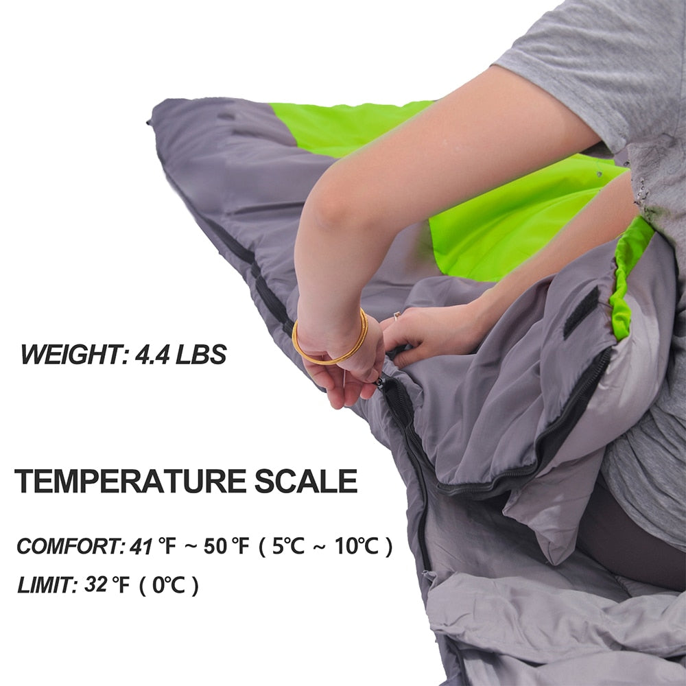 Winter One-Person Sleeping Bag Suitable For 5℃~0℃ Envelope Style Sleeping Bag For Cold Season Camping Hiking 