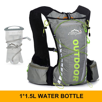 Unisex Hiking Cycling Running Backpack Waterproof 8L 250ml Water Bottle 1.5L Hydration