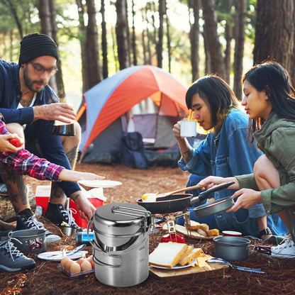 1L Stainless Steel Camping Cook Pot Kit: A Durable and Versatile Pot & Pan Set for Your Outdoor Cooking Needs