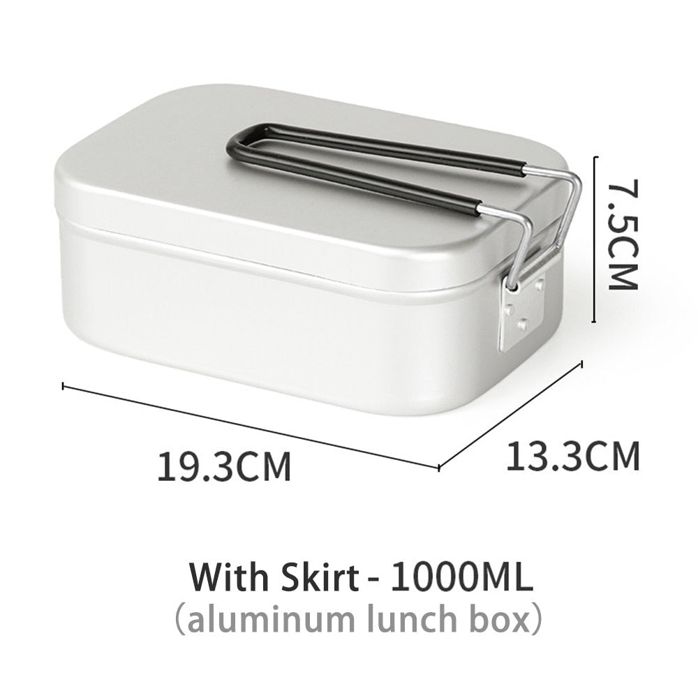 Portable Aluminum Solo Camping Outdoor Cooking Box Lunch Box Lightweight Cookware Tableware For Outdoor Travel