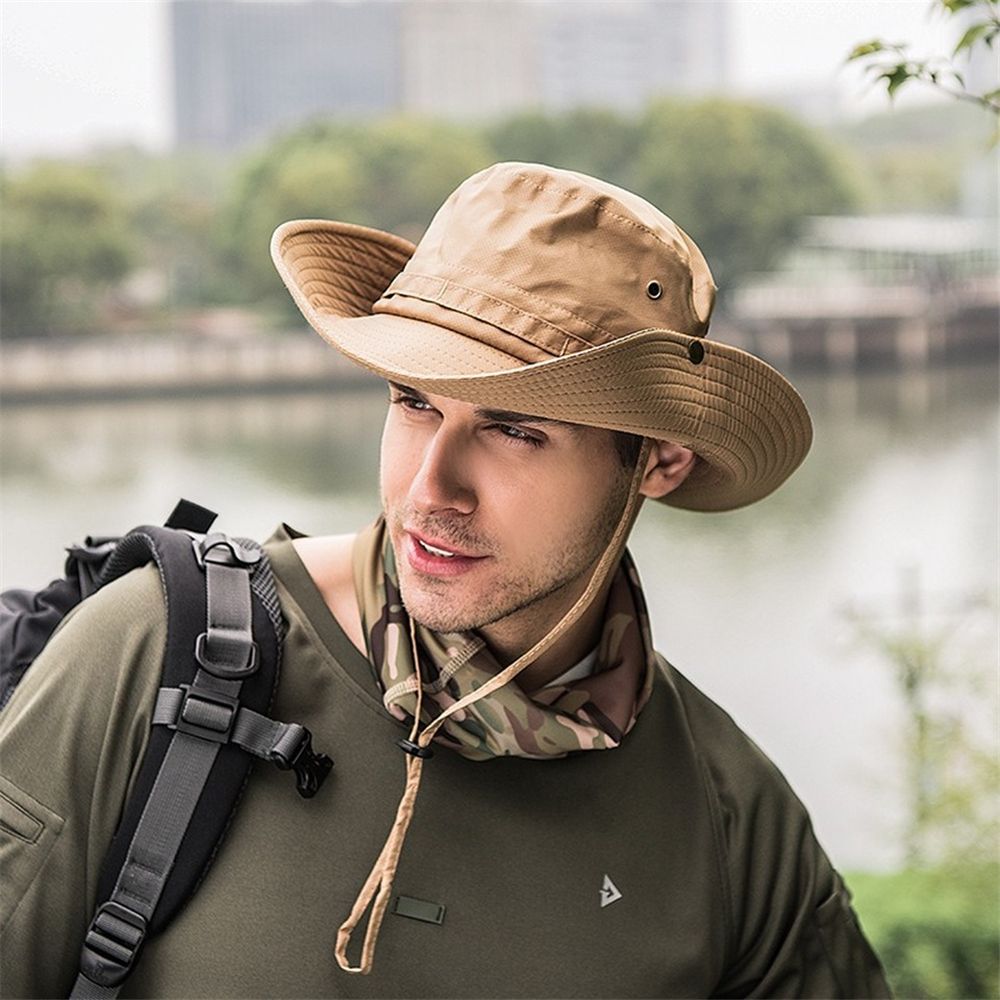 Outdoor Safari Hat Wide Brimmed Lightweight Unisex Summer Boonie Hat Anti-UV Sunshade Headwear For Hiking Backpacking 3 Season Travel Gear