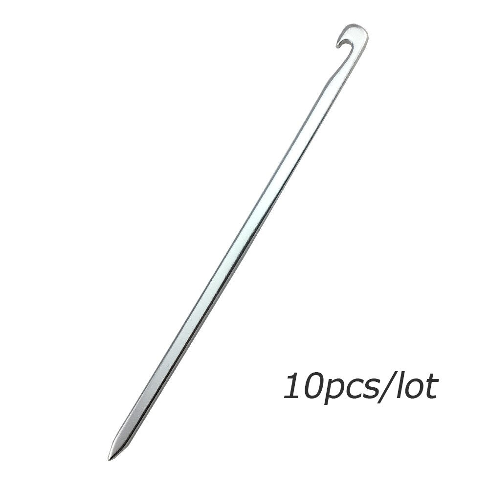 10pcs Ultra Light Aviation Alloy Tent Peg Hooks For Camping, Awnings, Hammock, Tarp Guy Rope Stakes 16cm Grade 7001 Aluminum 