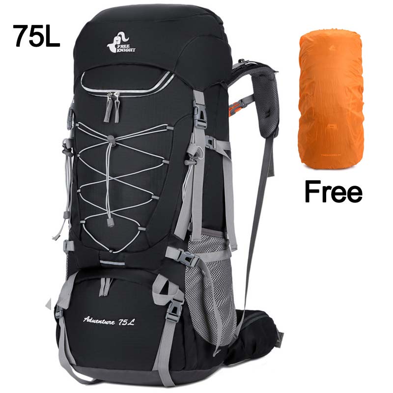 Large Capacity 75L Camping Backpack For Hiking Backpacking Mountaineering Rucksack With Internal Frame, Ventilation System + Rain Cover