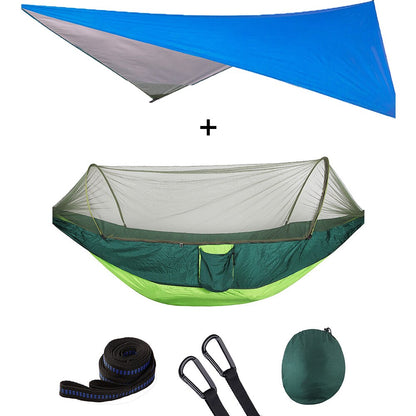 Mosquito Net Hammock Tent With Quick Zip Opening And Waterproof Canopy Awning Set Portable Pop-Up Sleeping For Camping & Hiking