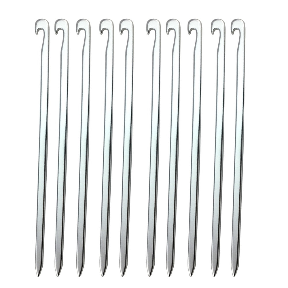 Aircraft Aluminum Tent Pegs Guy Line 16cm Hooks Hard Ground Stakes For Securing Camping Awnings Tarps etc 10Pcs/Set