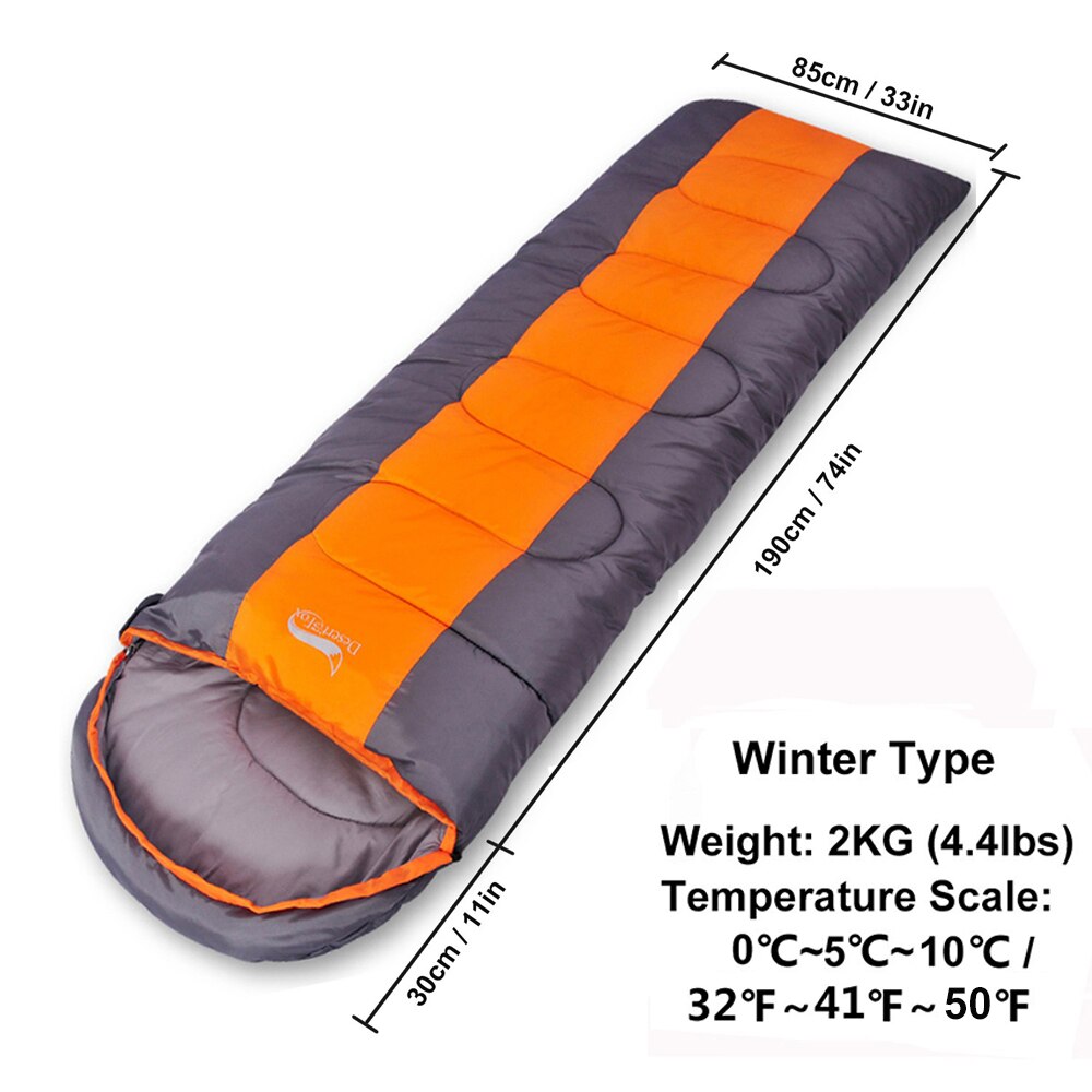 Winter One-Person Sleeping Bag Suitable For 5℃~0℃ Envelope Style Sleeping Bag For Cold Season Camping Hiking 