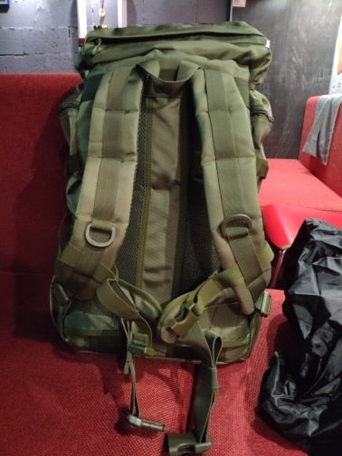 Khaki Tactical Camo Backpack 50L Capacity and Molle System for Mountaineering, Climbing, Hiking, and Travel