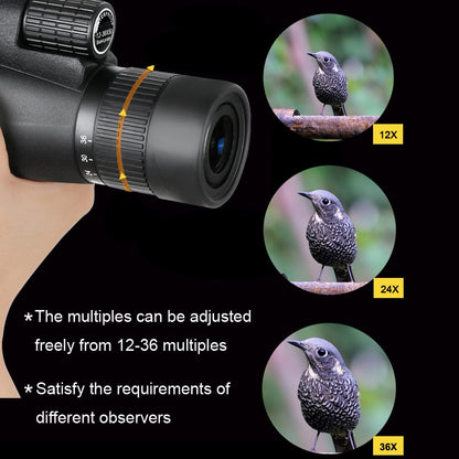 High Power 12-36x50 Monocular BAK4 Prism Optical Lens Light Night Vision Birdwatching Binoculars