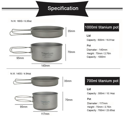 Ultralight Titanium Expedition Cooking Pan Set: A Lightweight and Durable Camping Pot & Pan Set for Your Outdoor Adventures