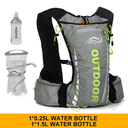 Unisex Hiking Cycling Running Backpack Waterproof 8L 250ml Water Bottle 1.5L Hydration