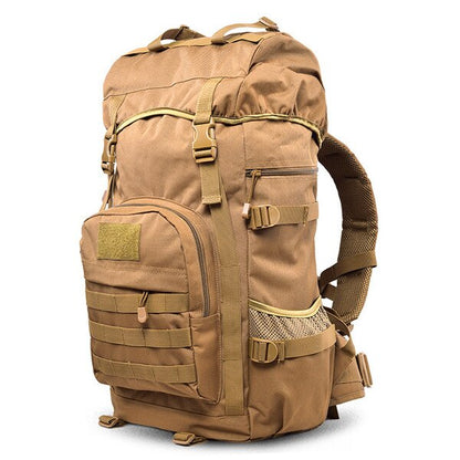 Khaki Tactical Camo Backpack 50L Capacity and Molle System for Mountaineering, Climbing, Hiking, and Travel