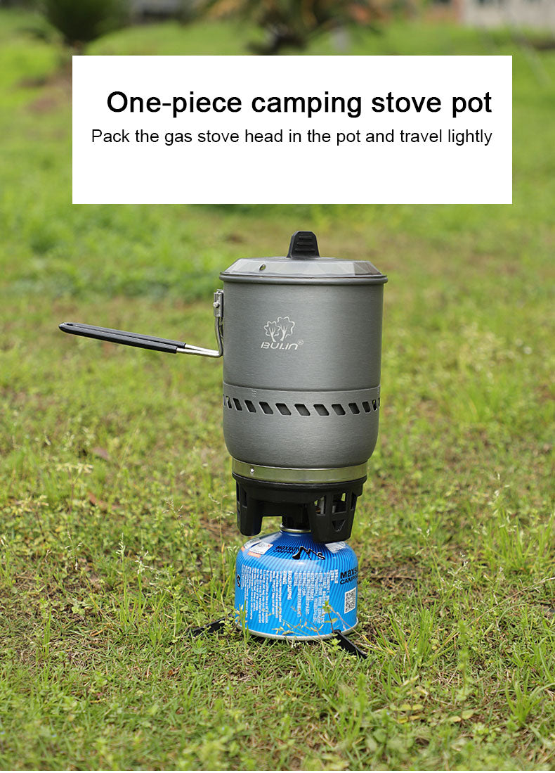 Lightweight Outdoor Camping Portable Windproof Gas Burner Stove & Cooking Pot 