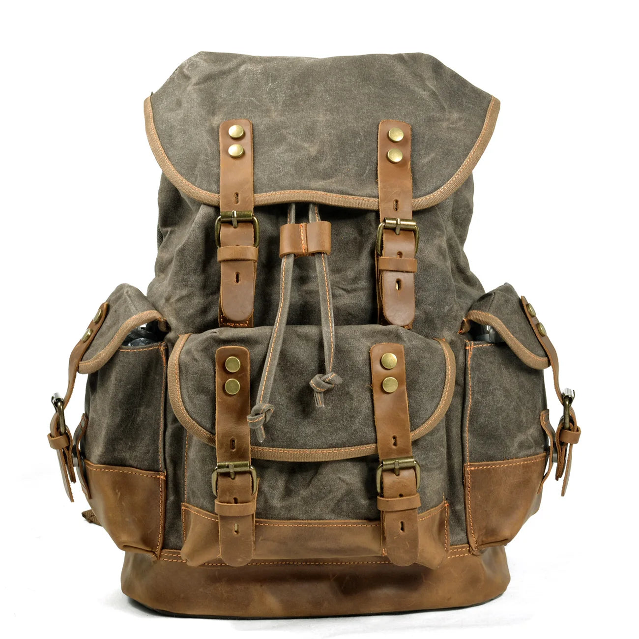 Vintage Waxed Canvas Backpack Unisex Daypack Waterproof Mountaineering Laptop Travel Pack Rucksack For Hiking Travellers Students & Daytrippers