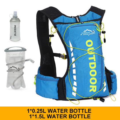 Unisex Hiking Cycling Running Backpack Waterproof 8L 250ml Water Bottle 1.5L Hydration