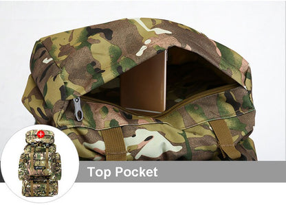 Large Capacity 70L Military Tactical Camo Backpack with and Molle System for Hiking and Travel