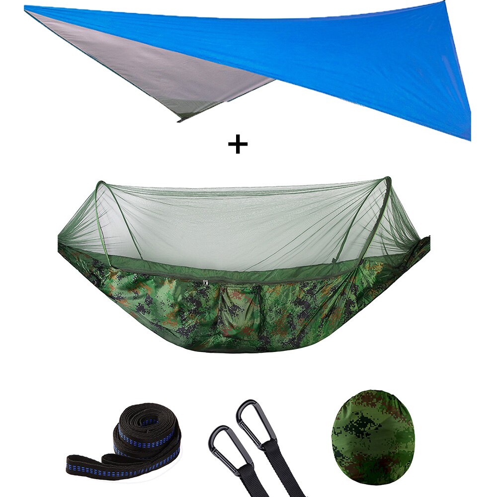 Mosquito Net Hammock Tent With Quick Zip Opening And Waterproof Canopy Awning Set Portable Pop-Up Sleeping For Camping & Hiking