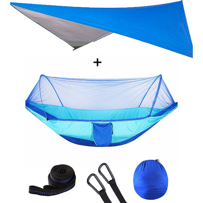 Mosquito Net Hammock Tent With Quick Zip Opening And Waterproof Canopy Awning Set Portable Pop-Up Sleeping For Camping & Hiking