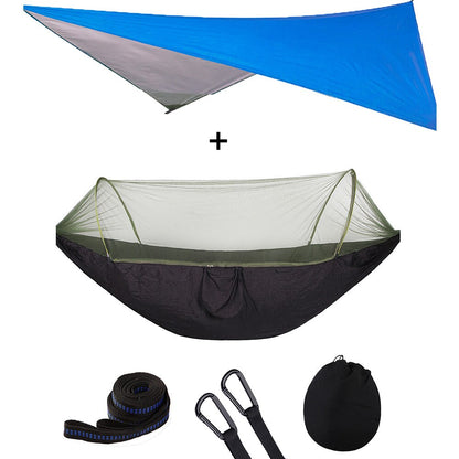 Mosquito Net Hammock Tent With Quick Zip Opening And Waterproof Canopy Awning Set Portable Pop-Up Sleeping For Camping & Hiking