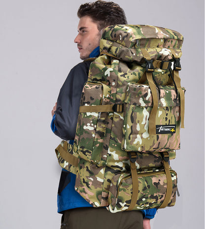 Large Capacity 70L Military Tactical Camo Backpack with and Molle System for Hiking and Travel