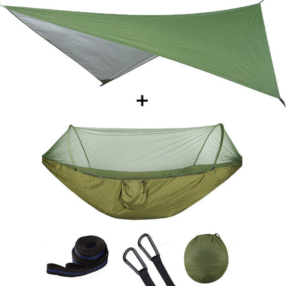 Mosquito Net Hammock Tent With Quick Zip Opening And Waterproof Canopy Awning Set Portable Pop-Up Sleeping For Camping & Hiking