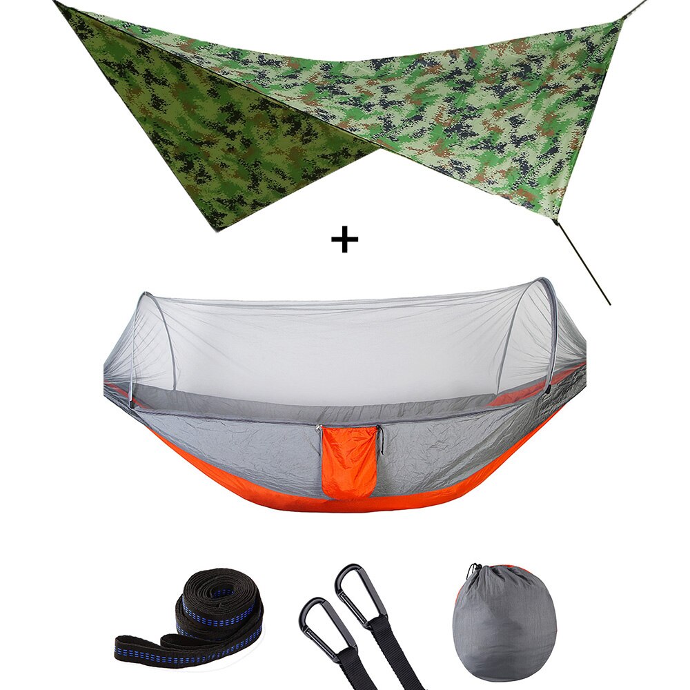 Mosquito Net Hammock Tent With Quick Zip Opening And Waterproof Canopy Awning Set Portable Pop-Up Sleeping For Camping & Hiking