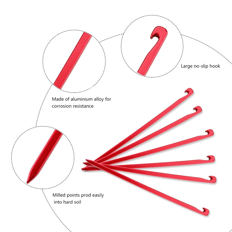 Aircraft Aluminum Tent Pegs Guy Line 16cm Hooks Hard Ground Stakes For Securing Camping Awnings Tarps etc 10Pcs/Set