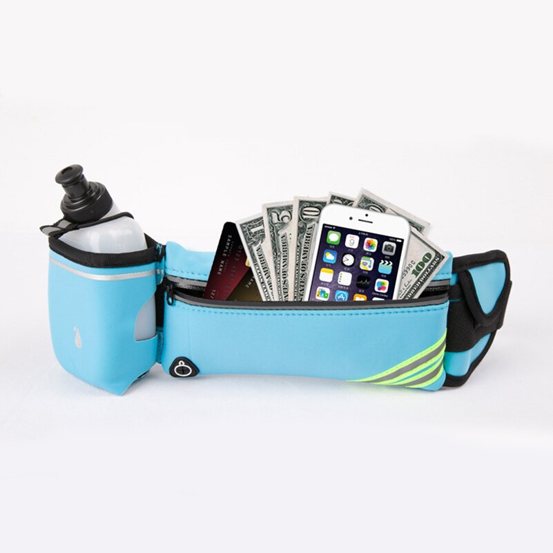 Waterproof Running Waist Belt Bag with Phone and Water Holder - Sports Fanny Pack for Women and Men Hiking Waist Bag