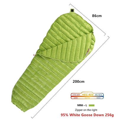 Ultralight 3 Season Sleeping Bag Goose Down Mummy Shape Cold Weather Sleeping Bag For Spring, Autumn & Winter